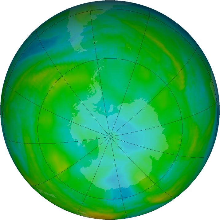Antarctic ozone map for 22 June 1981